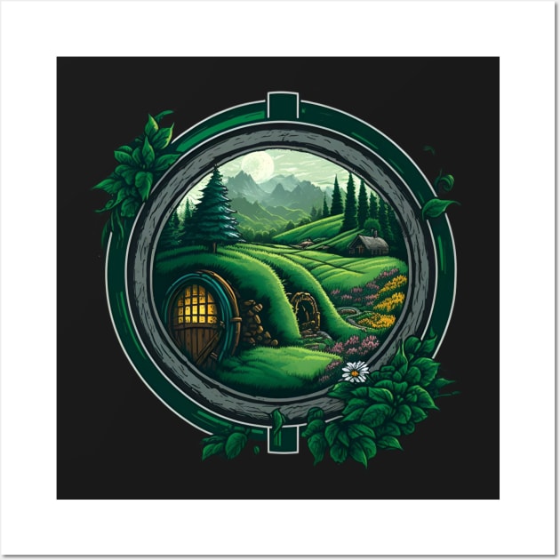 Round Doors and Green Pastures - Fantasy Wall Art by Fenay-Designs